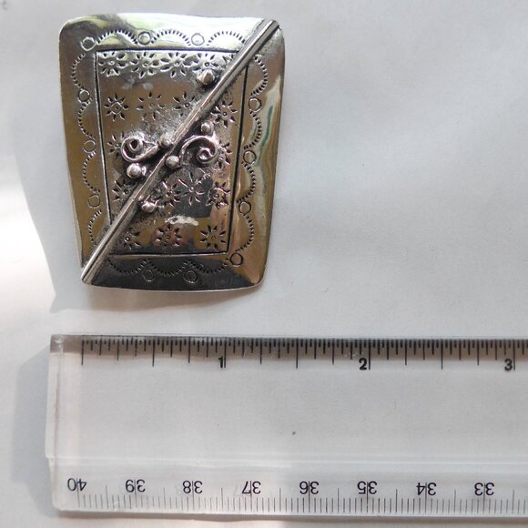 Rectangular Engraved Silver Toned Bolo Tie - Picture 10 of 11